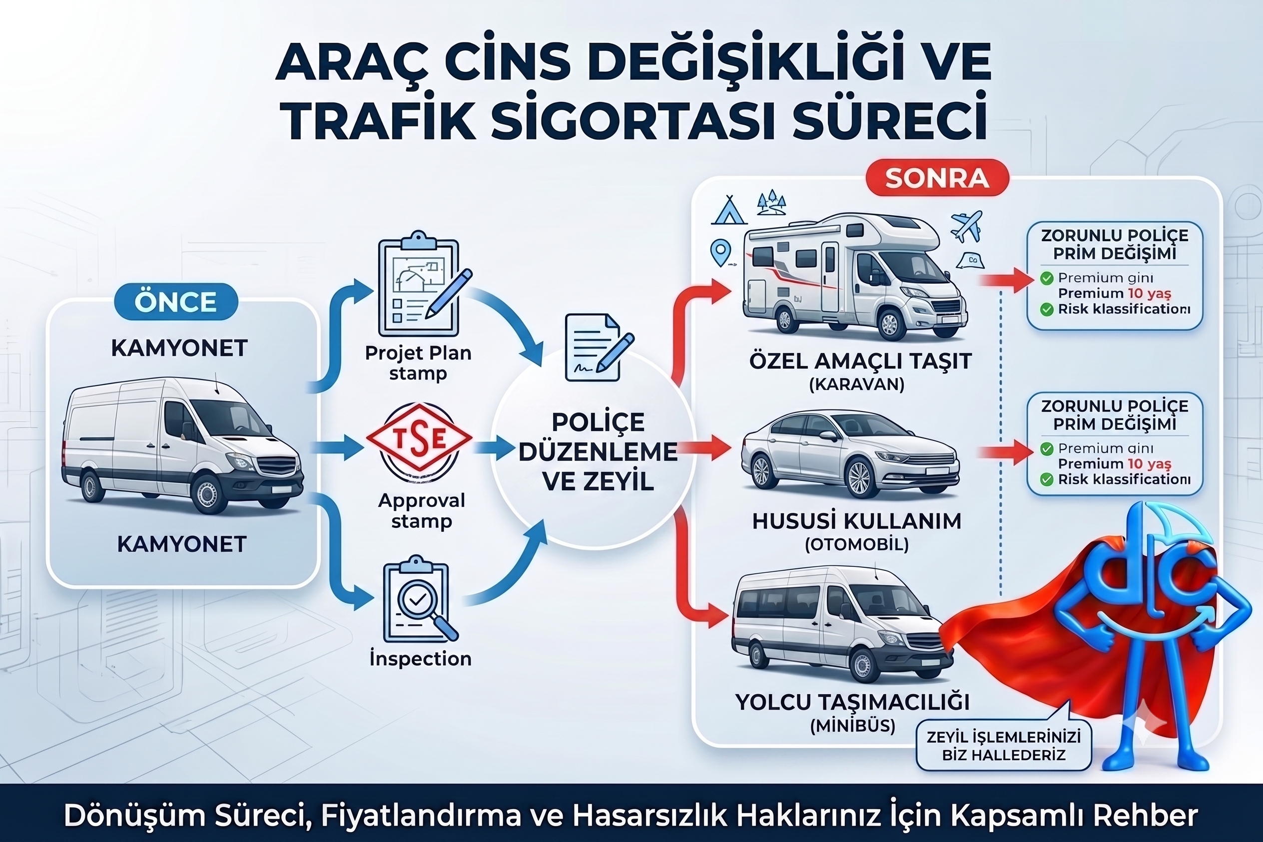 Kamyonet, Minibüs, Karavan ve Özel Amaçlı Araçlarda Cins Değişikliği Sonrası Trafik Sigortası Ne Olur?